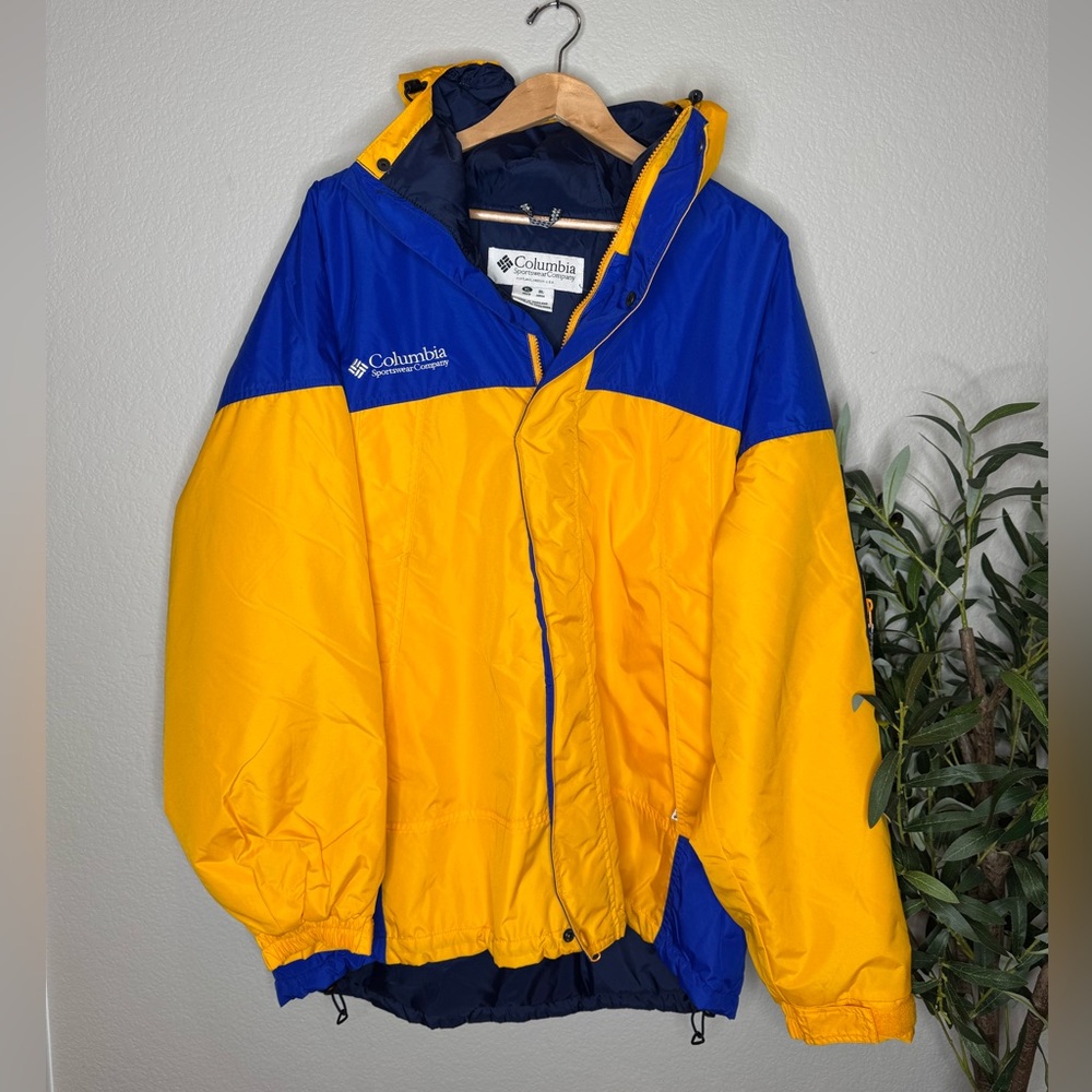Vintage Columbia Men’s XL Colorblock Rain Jacket Blue Outdoor Y2K Gorpcore - Picture 1 of 8